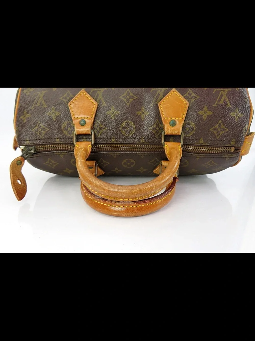 Louis Vuitton Brown Monogram Canvas Satchel with Tan Leather Trim